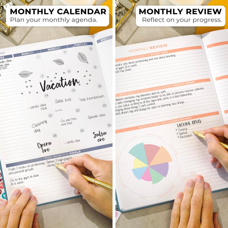 Clever Fox Planner PRO 2nd Edition - Undated Weekly Agenda Planner for Setting Goals, Tasks & Time Management - Life Organizer with To-do Lists & Habit Trackers - Large Format, 8.5x11 (Dark Teal)"" - Image 4